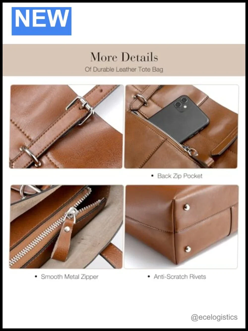 Genuine Leather Large Tote Bag for Women Shoulder Handbag